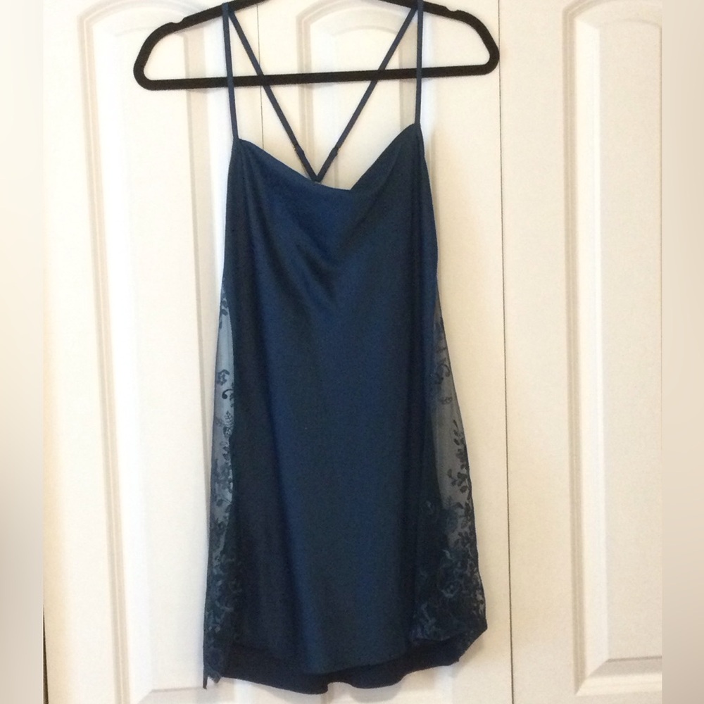 Stylish Navy Slip Dress with Gold Accents